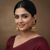 Golden Clustered Pearl  Jhumka Earring