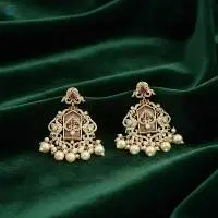 Matte Gold Polish Fancy Party Wear Earrings
