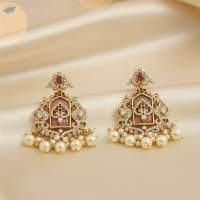 Kemp Stone Matte Gold Party Wear Earrings