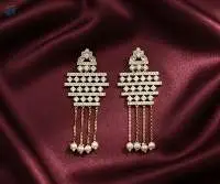 Kite Stone Layered Polki Long Earrings
