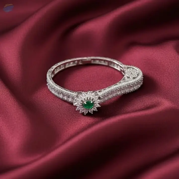 American Diamond  Rodium Polish  Stone Kada