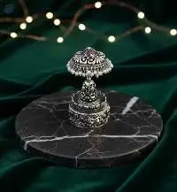 Oxidized Silver Full Stone Fancy Sindoor Box