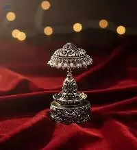 Temple Jewellery Oxidized Silver Sindoor Box