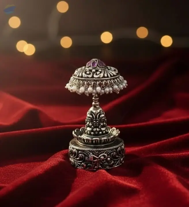 Temple Jewellery Oxidized Silver Sindoor Box