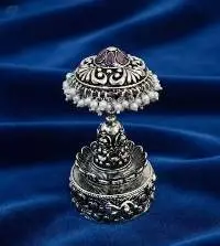 Silver Full Stone Fancy Sindoor Box