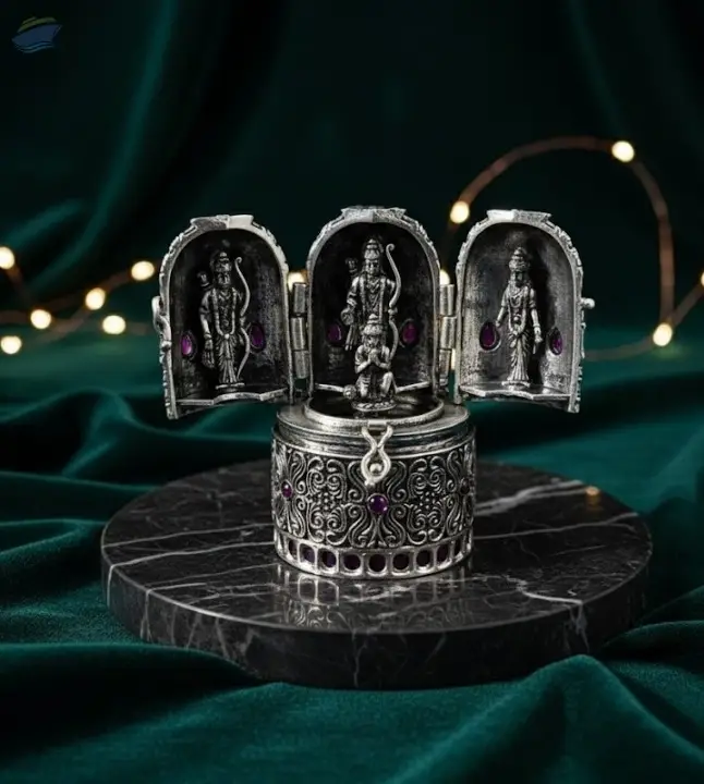 Temple Jewellery Oxidized Designer Sindoor Box