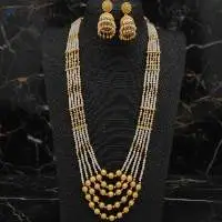 High Gold Polish Fashion Long Mala Necklace