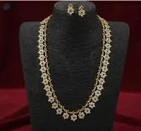 Flower Design  Party Wear Long Kemp Necklace Set