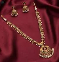 Fancy Style Matte Gold Polish Long Necklace