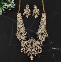 Matte Gold Polish Bridal Wear Long Necklace Set
