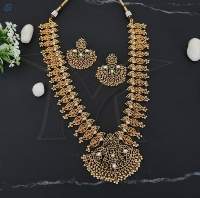 Matte Gold Polish Party Wear Necklace