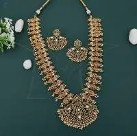 Gold Polish Party Wear Short Necklace Set