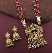 Gold Laxmi Design Temple Necklace Set