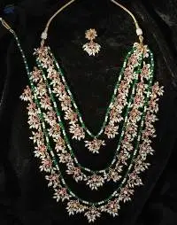 Matte Gold Polish Long Kemp Necklace Set