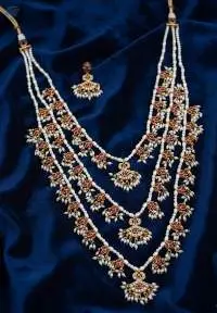 3 Layer Matte Gold Polish Kemp Necklace Set