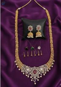 Matte Gold Polish Kemp Long Necklace Set