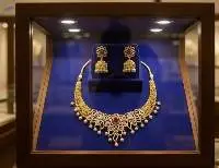Matte Gold Polish Party Wear Necklace Set