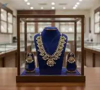 Matte Gold Polish Short Necklace Set