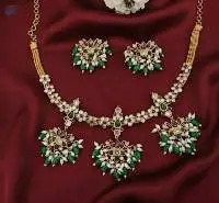 Matte Gold Polish Designer Wear Kemp Necklace