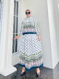 Set Girl Cultural Print Modest Long