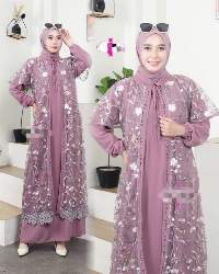 Dress Dusty Lilac Floral Abaya