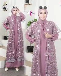 Dress Dusty Lilac Floral Abaya
