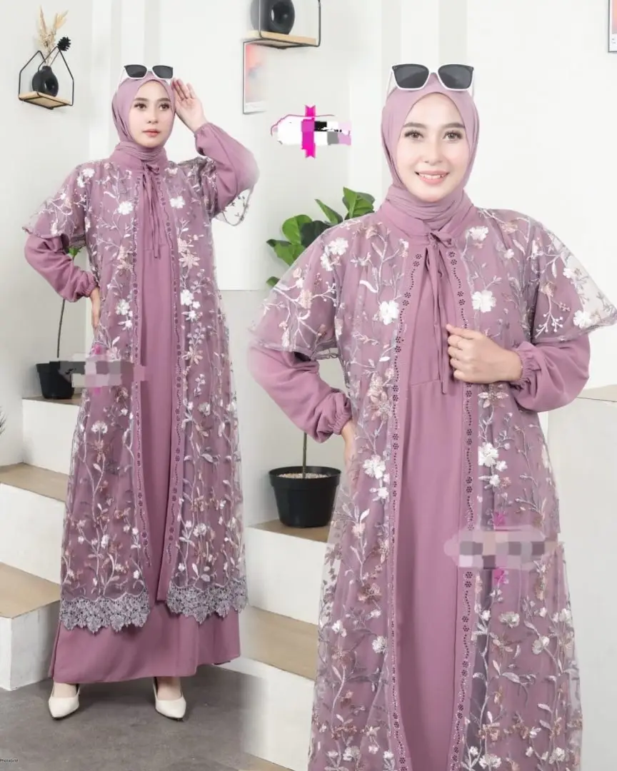 Dress Dusty Lilac Floral Abaya