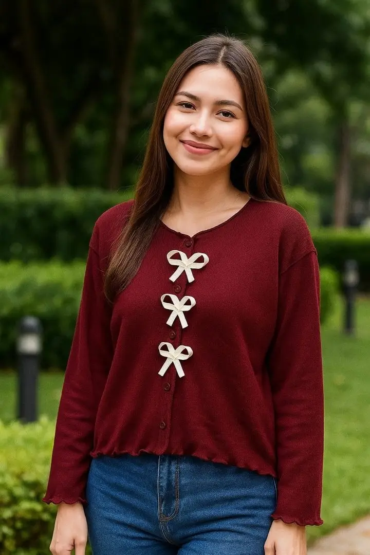 Tops Frosted Bow Knit