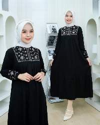 Mini dress embroidered noir
