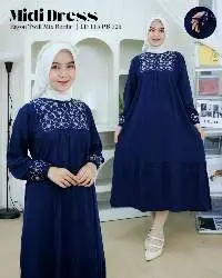 Gamis navy blossom midi
