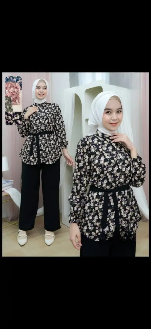 Setelan blush black rose purple