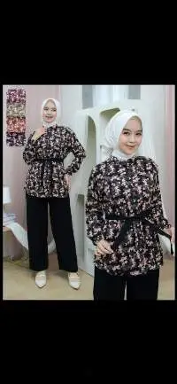 Setelan blush black petal pink