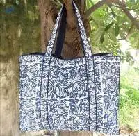 Reversible 100% Pure Cotton Quilted Tote Bag