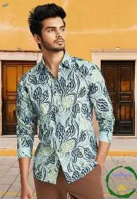Natural Black & Indigo Hand Block Print Fabric