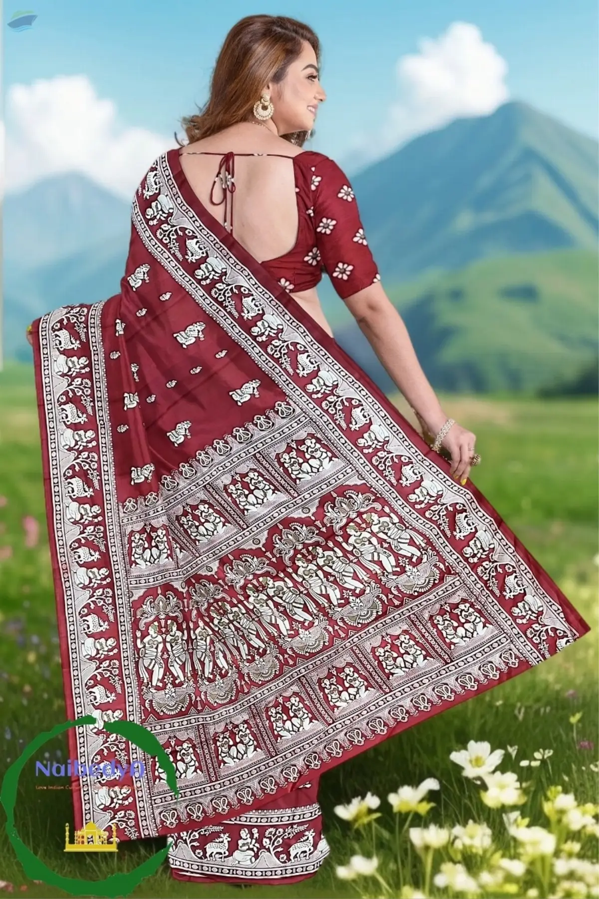 Bishnupuri Silk Sari With Traditional Figures