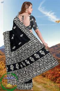 Silk Sari With Hand Crafted Dabu Crackness