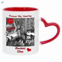 Love Mug With Heart Handle Mr&Mrs Right