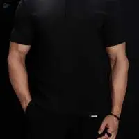 Black Henley Heavyweight Textured T-shirt