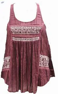 Women Embroidered Striped Tank Top