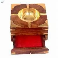 Wooden Ashtray With Cigarette Holder
