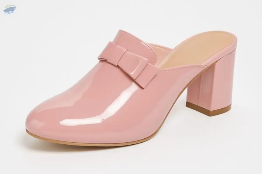 Patent Bow Mule Heel