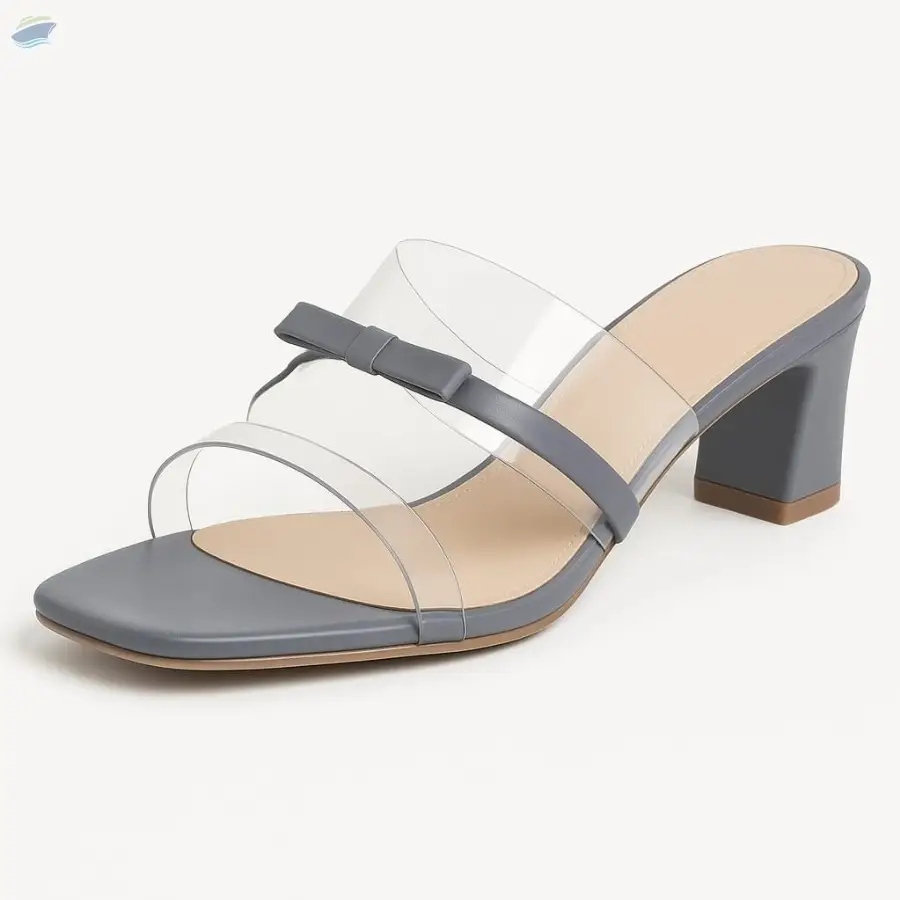 Transparent Strap Bow Heel