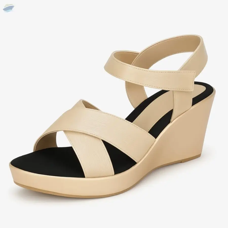 Cross Strap Wedge Sandals