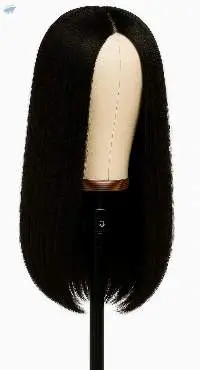 Straight Black Wig ( Human Hair & Synthetic)