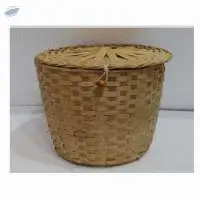 Bamboo Basket With Lid Natural