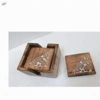 Wooden Square Coaster Set