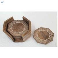 Wooden Coaster Set With Holder