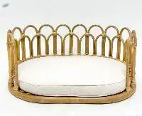 Handmade Rattan Dog Bed with Cushion