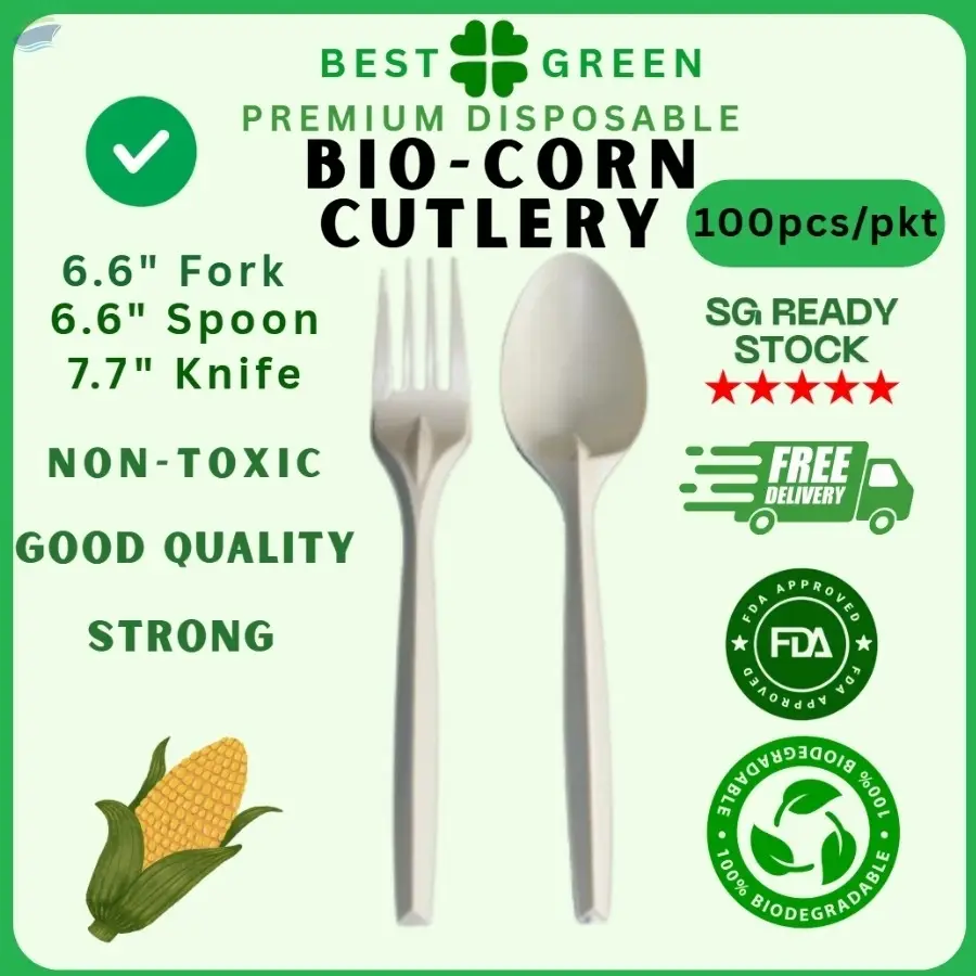 Bio-Corn Disposable Cutlery Spoon/Fork/Knife