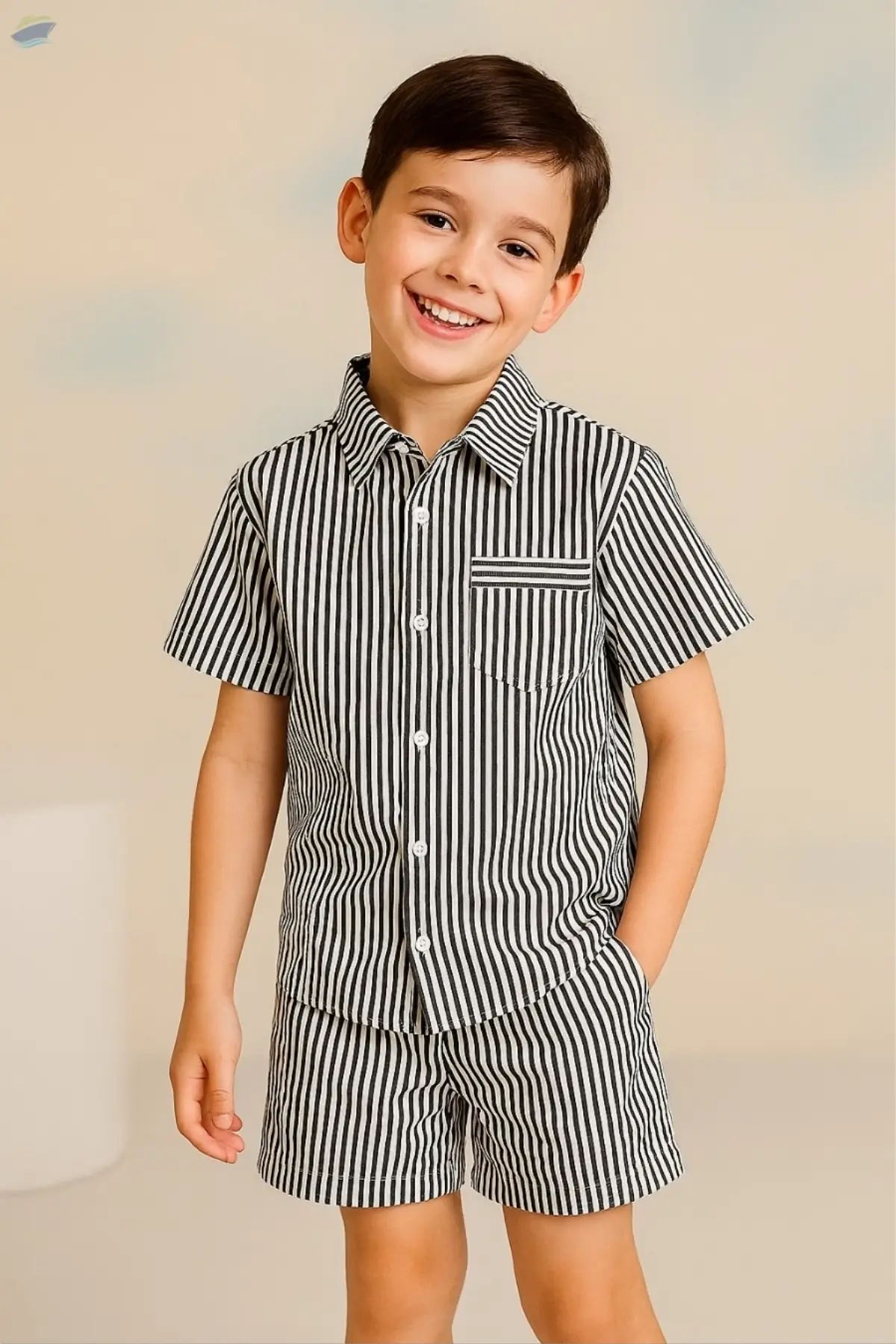 Navy Blue Stripe Coord Set Boys And Girls